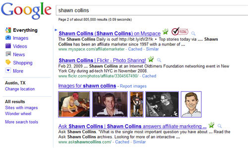 Ask Shawn Collins in Google