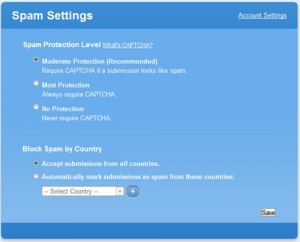 spam settings in Freedback