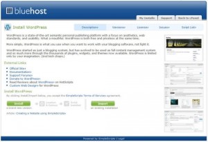 Click to install WordPress on Blue Host
