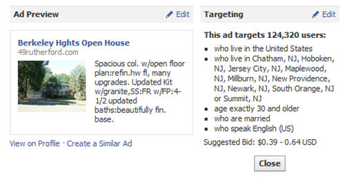 Facebook Ads to sell a house